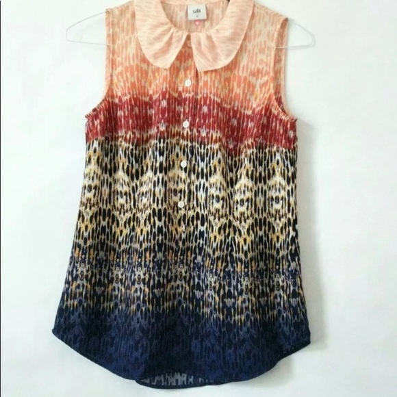 CAbi Love Blouse Top Sleeveless Button Front Ombre - Picture 2 of 5